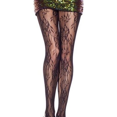 Music Legs Black Vintage Lace Spandex Pantyhose Tights